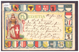 HELVETIA ET LES DRAPEAUX DES CANTONS SUISSES - B ( PLI D'ANGLE ) - St. Anton