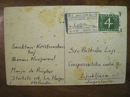 AK Cpa Nederland 1947 Rotterdam Batavia Willem Ruis Hollande Pays Bas Yougoslavie Cover Netherland - Lettres & Documents