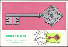 Luxembourg - Luxemburg CM 1968 Y&T N°724 - Michel N°MK771 - 3f EUROPA - Cartes Maximum