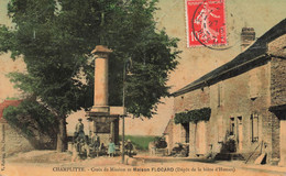 Champlitte * 1910 * Maison FLOCARD ( Dépôt De La Bière D'humes ) Et Place Croix De Mission * Villageois Enfants - Champlitte