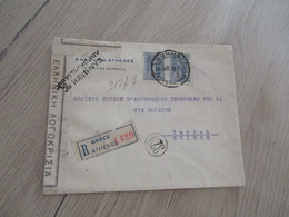 Lettre Grèce Greece Athènes Pour Zurich En Recommandé 1919 Censure Grecque - Cartas & Documentos