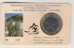 3 EURO 2008 COIN CARD SLOVENIJA PREDSEDOVANJE EU  PRESIDENCY OF THE EU SLOVENIA - Eslovenia
