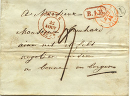 BELGIQUE - CAD MONS + BOITE D SUR LETTRE AVEC TEXTE DE PATURAGES  POUR LA FRANCE, 1843 - 1830-1849 (Independent Belgium)