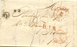 BELGIQUE - CAD MONS + BOITE Z  SUR LETTRE AVEC TEXTE DE FRAMERIES POUR LA FRANCE, 1839 - 1830-1849 (Unabhängiges Belgien)