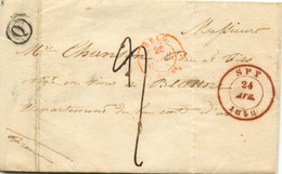 BELGIQUE - CAD SPY  + BOITE Q SUR LETTRE AVEC CORRESPONDANCE DE TAMINES POUR LA FRANCE, 1848 - 1830-1849 (Belgica Independiente)