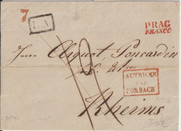 1837 - AUTRICHE / BOHEME - LETTRE FRANCO ! De PRAGUE Avec ENTREE Par FORBACH ! => REIMS - Marques D'entrées