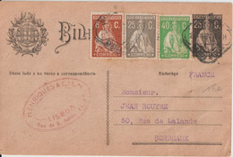 1930 - PORTUGAL - CP ENTIER Avec SUPERBE COMPLEMENT TRICOLORE De LISBONNE => BORDEAUX - Enteros Postales