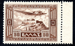 1413. GREECE 1933 AIR MAIL 50 DR. # 21 MNH. AIRPLANE OVER ACROPOLIS - Nuevos