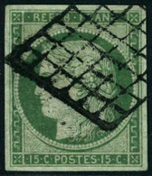 Obl. N°2 15c Vert - TB - 1849-1850 Ceres