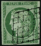 Obl. N°2a 15c Vert Clair, Signé Calves - TB - 1849-1850 Ceres