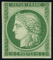 ** N°2e 15c Vert Réimp, Petite Marge En Haut - B - 1849-1850 Ceres