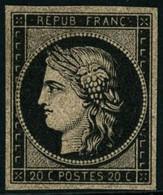 ** N°3 20c Noir S/jaune, Signé Calves - TB - 1849-1850 Ceres