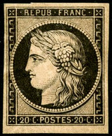** N°3f 20c Noir, Réimp - TB - 1849-1850 Ceres