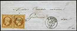 Lettre N°9 Paire S/lettre De Saint Quentin Du 10/9/54 Avec PC 3256 - TB - 1852 Louis-Napoleon