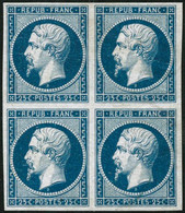 (*) N°10 25c Bleu, Bloc De 4 Essai Dans La Couleur, RARE - TB - 1852 Louis-Napoleon