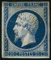 ** N°14Aa 20c Bleu Foncé, Type I Court En Haut - B - 1853-1860 Napoleon III