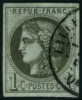Obl. N°39Ad 1c Gris-olive R1 2è état - TB - 1870 Bordeaux Printing