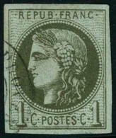 Obl. N°39B 1c Olive R2 - TB - 1870 Bordeaux Printing