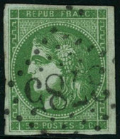 Obl. N°42B 5c Vert-jaune R2, Signé Calves - TB - 1870 Bordeaux Printing