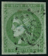 Obl. N°42B 5c Vert-jaune R2 - TB - 1870 Bordeaux Printing