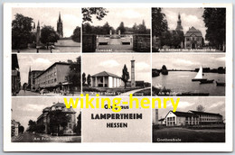Lampertheim - S/w Mehrbildkarte 1   Mit Goetheschule Und Ehrenmal - Lampertheim
