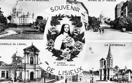 SOUVENIR DE LISIEURS, MULTIVUE, LA BASILIQUE, CHAPELLE DU CARMEL, AVE ST THERESE, LA CATHEDRALE RE F 5755 - Saluti Da.../ Gruss Aus...