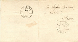 BELGIQUE - TAD DOUBLE CERCLE CELLES SUR LETTRE EN FRANCHISE, 1862 - Zonder Portkosten