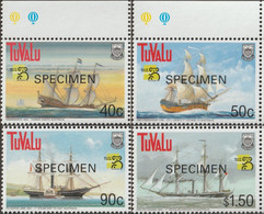 Tuvalu 1999 Y&T 764 à 767, Surchargés Specimen. Voiliers D'explorateurs. Tasman, Cook, Sophia Jane 1831, Chusan 1852 - Explorateurs