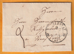 1844 - Lettre Pliée Avec Corresp De 2 P En Alsacien ?  De Sélestat, Bas Rhin - Taxe Manuelle 3 - Cad Transit Strasbourg - 1801-1848: Precursors XIX