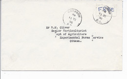 16445) Canada Cover Brief Lettre 1956 Closed BC British Columbia Postmark Cancel Free - Lettres & Documents