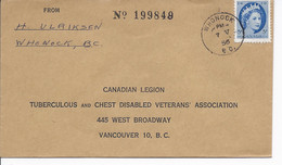 16456) Canada Cover Brief Lettre 1956 BC British Columbia Post Office Postmark Cancel - Lettres & Documents