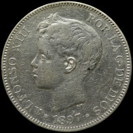 LaZooRo: Spain 5 Pesetas 1897 VF / XF - Silver - Premières Frappes