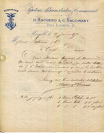 FACTURE.13.MARSEILLE.PAPETERIE ADMINISTRATIVE & COMMERCIALE.ASCHERO & SACOMANT 3 RUE PARADIS. - Imprenta & Papelería