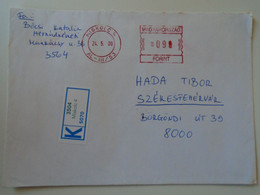 D193779 Hungary Registered Cover Blue Label - EMA Red Meter Freistempel   2000   Miskolc - Automaatzegels [ATM]