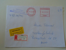 D193780 Hungary Registered Cover  Avis De Reception - EMA  Red Meter Freistempel 1998 Székesfehérvár - Machine Labels [ATM]