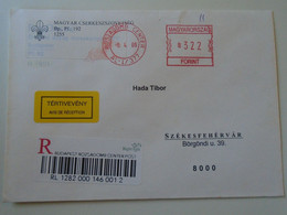 D193782 Hungary Registered Cover  Avis De Reception -EMA Red Meter Freistempel 2006 Rószadomb Center (missprint)  Scouts - Timbres De Distributeurs [ATM]