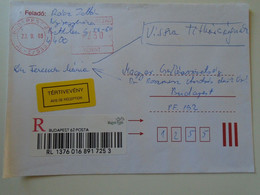 D193786 Hungary Registered Cover  Avis De Reception -EMA Red Meter Freistempel 2003  Budapest - Automaatzegels [ATM]