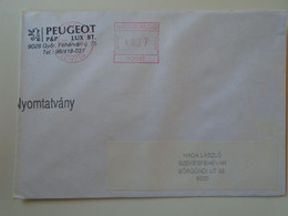 D193790  Hungary  Cover -EMA Red Meter Freistempel  1998   PEUGEOT  Automobile GYŐR - Machine Labels [ATM]