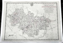 CARTE DU CANTON DE MONTESQUIOU + Cartouche De MONTESQUIOU (Gers) 1881 /ENTOILEE (64 X 90 Cm) - Mapas Geográficas