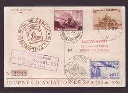 BELGIO - 5 6 1938 COMM. GIORNATA AVIAZIONE SPA - C.P. TRASPORTATA CON AEREO SPA - BRUXELLES - Unclassified