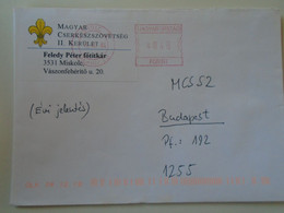 D193795  Hungary    Cover   -EMA Red Meter Freistempel 2004   Miskolc Scout Association-Scouts Scouting - Machine Labels [ATM]