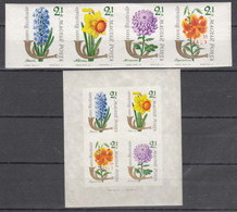 Hungary 1963 Flowers Mi#1967-1970 + Block 39 B Imperforated Mint Never Hinged - Neufs