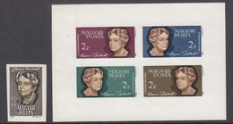 Hungary 1964 Elanor Roosevelt Mi#2017 + Block 41 B, Imperforated Mint Never Hinged - Ungebraucht