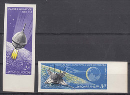 Hungary 1966 Space Cosmos Exploration Mi#2218-2219 B - Imperforated, Mint Never Hinged - Nuevos