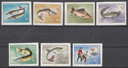 Hungary 1967 Fish Sportfishing Mi#2344-2350 B - Imperforated, Mint Never Hinged - Unused Stamps