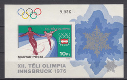 Hungary 1975 Winter Olympic Games 1976 Mi#Block 116 B - Imperforated, Mint Never Hinged - Ungebraucht