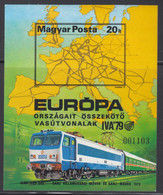 Hungary 1979 Railway Trains Mi#Block 137 B Imperforated Mint Never Hinged - Unused Stamps