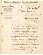 FACTURE.22.MINIHY-TREGUIER.FABRIQUE & MAGASIN DE MEUBLES SCULPTES.J.PICARD - Imprenta & Papelería