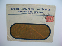 Semeuse  Perforé CCF64  Sur  lettre  Crédit Commercial De France    1920 - Covers & Documents