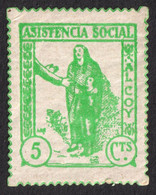 Civil War SPAIN Charity ALCOY  ASISTENCIA SOCIAL 5C  LABEL VIGNETTE CINDERELLA TAX Mother Son - Kriegssteuermarken